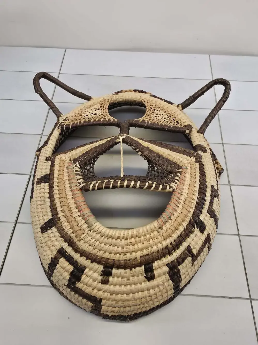 VTG Panama Embera Native American Hand Woven Figural Animal Mask Basketry Decor